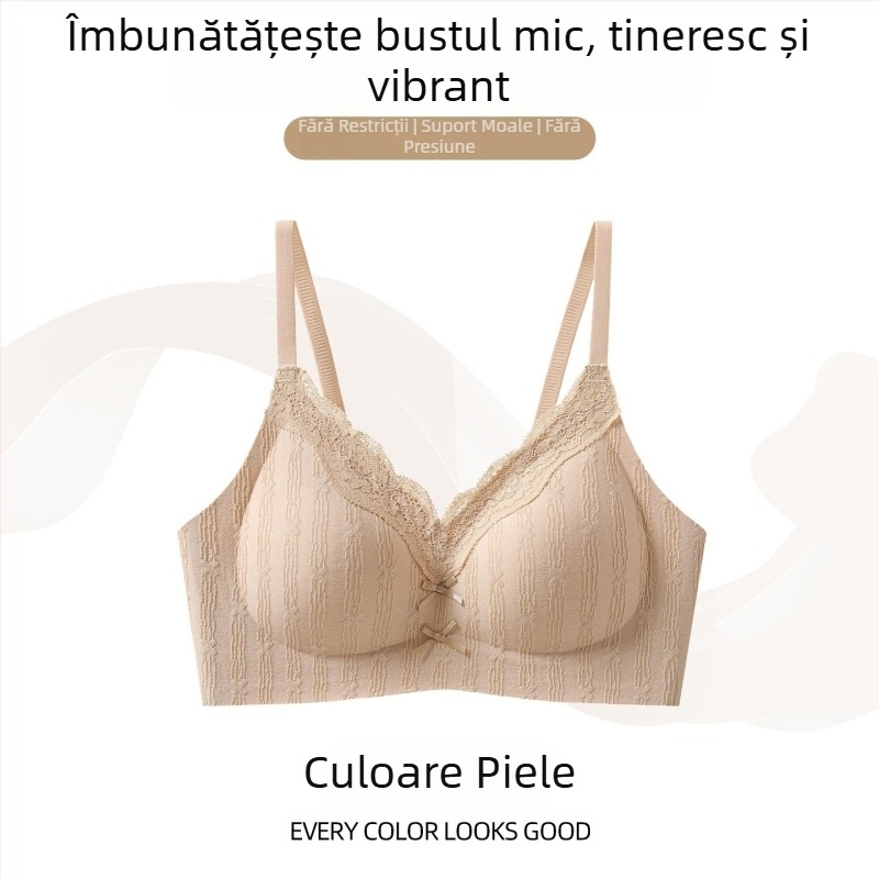 Sutien din mătase Mulberry, fără sârmă, dantelă, pentru femei, push-up pentru sâni mici, fără cusături, subțire și respirabil