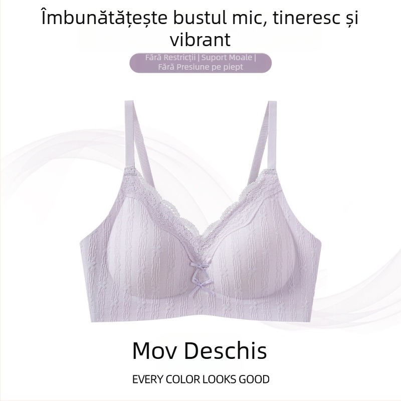 Sutien din mătase Mulberry, fără sârmă, dantelă, pentru femei, push-up pentru sâni mici, fără cusături, subțire și respirabil