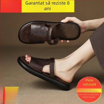 Ke yunzi Sandale femei din piele naturală, platformă groasă, casual, vară, exterior, versatile, design simplu