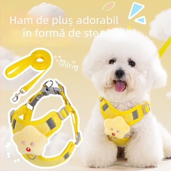 Ham pentru câini mici cu vestă și curea toracică, lesă