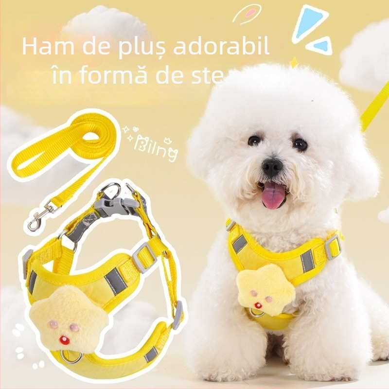 Ham pentru câini mici cu vestă și curea toracică, lesă