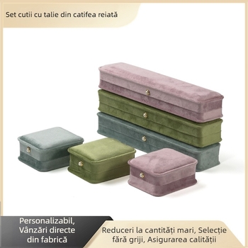 Noul set de bijuterii din catifea cu mărgele rotunde, cutie de depozitare pentru bijuterii, cutie cadou