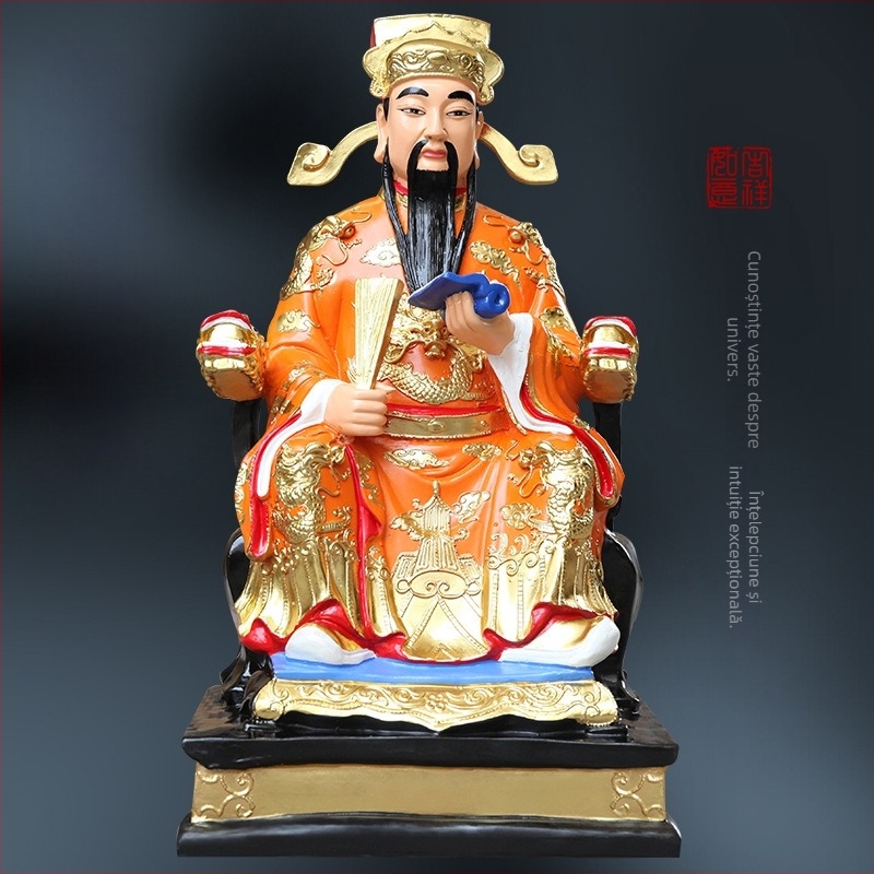 Statuie Buddha de templu, 88 cm înălțime; Zeul Împărat Wenchang, Bodhisattva Wenqu Xingjun, din rășină și fibră de sticlă
