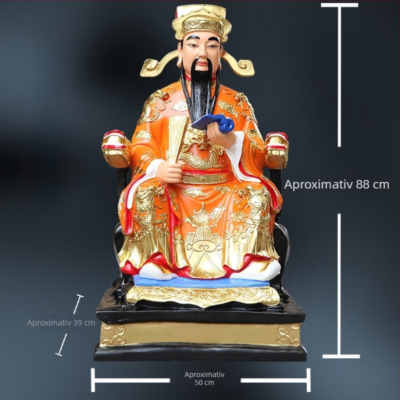 Statuie Buddha de templu, 88 cm înălțime; Zeul Împărat Wenchang, Bodhisattva Wenqu Xingjun, din rășină și fibră de sticlă