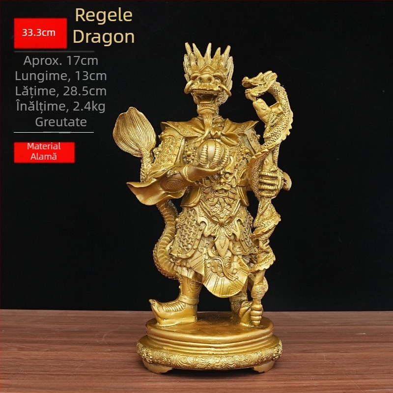 Statuetă din bronz a Dragonului Rege, Buddha, talisman pentru atragerea bogăției, decor pentru altarul de acasă