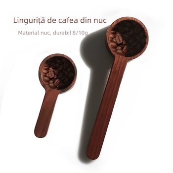 Lingură de măsurare din lemn de nuc negru, lemn masiv, mâner scurt, pentru cafea, ceai, pulberi de fructe și ingrediente de copt, stil japonez