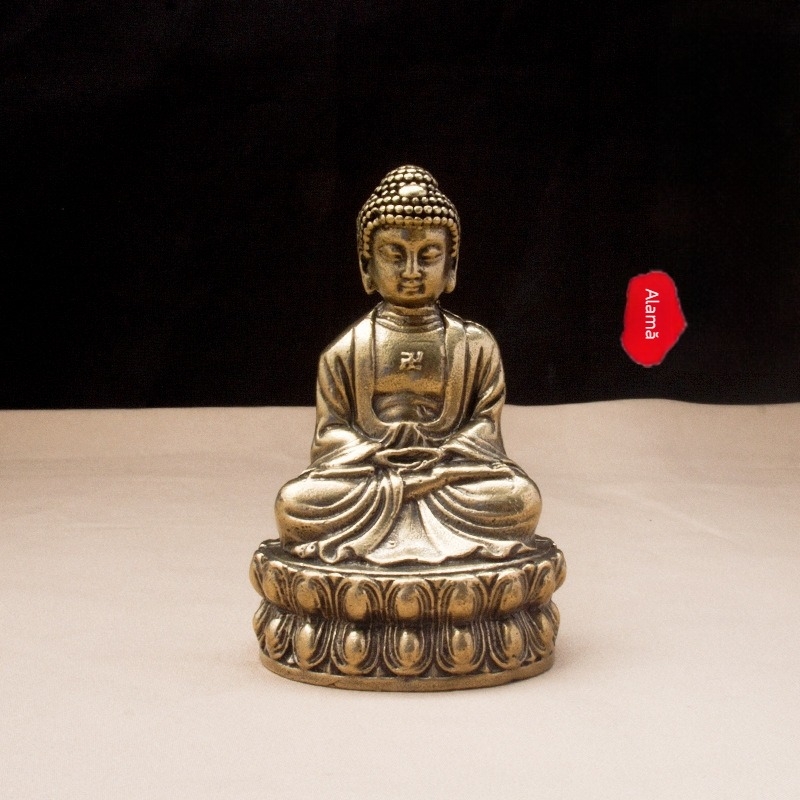 Statuie din alamă a lui Buddha Sakyamuni, ornament decorativ în stil antic pentru casă