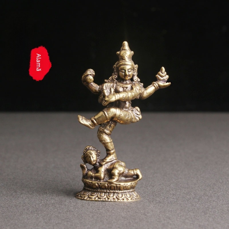 Buddha cu patru brațe din alamă, statuetă de birou decorativă