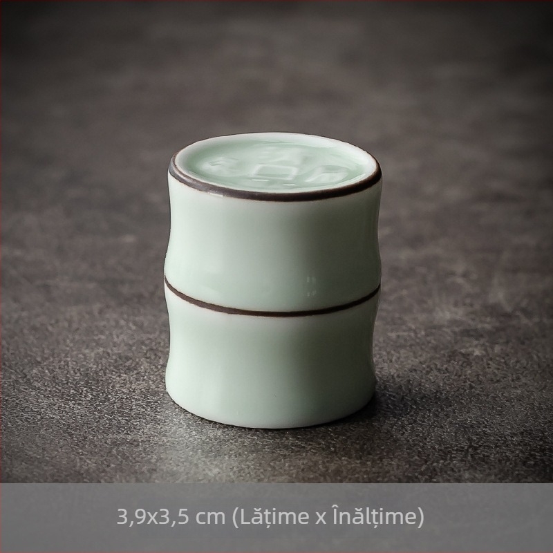 Suport ceramic pentru capacul ceainicului, model pictat manual, motiv bambus, accesorii pentru ceremonia ceaiului