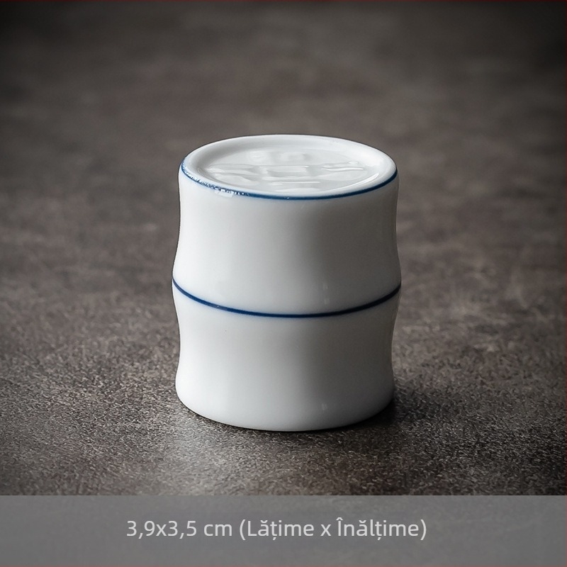 Suport ceramic pentru capacul ceainicului, model pictat manual, motiv bambus, accesorii pentru ceremonia ceaiului