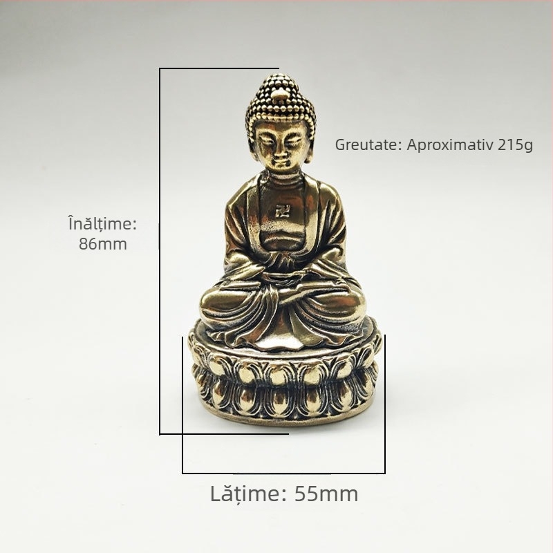 Statui Buddha din alamă cu lotus – obiect decorativ pentru birou și casă