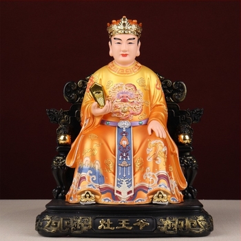 Statuie din rășină a Zeului Bucătăriei pentru venerare, Figură a divinității bucătăriei pentru altarul de acasă