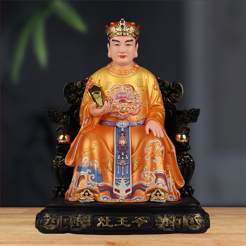Statuie din rășină a Zeului Bucătăriei pentru venerare, Figură a divinității bucătăriei pentru altarul de acasă