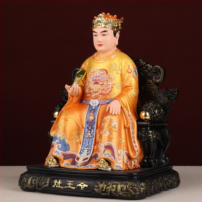 Statuie din rășină a Zeului Bucătăriei pentru venerare, Figură a divinității bucătăriei pentru altarul de acasă