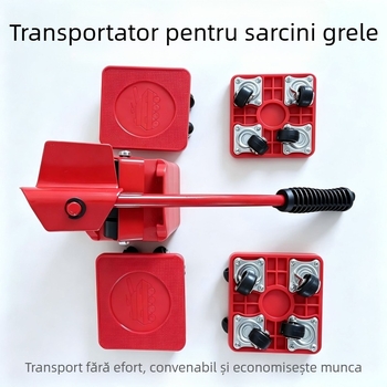 Red Square Instrument de Mutare pentru Mobilier și Obiecte Grele — Roți de Mutare Care Economisesc Efort, Dispozitiv Multifuncțional pentru Mutarea Patului