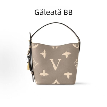 Geantă bucket pentru femei, cu bretea de umăr simplă, mică, din piele de vacă.