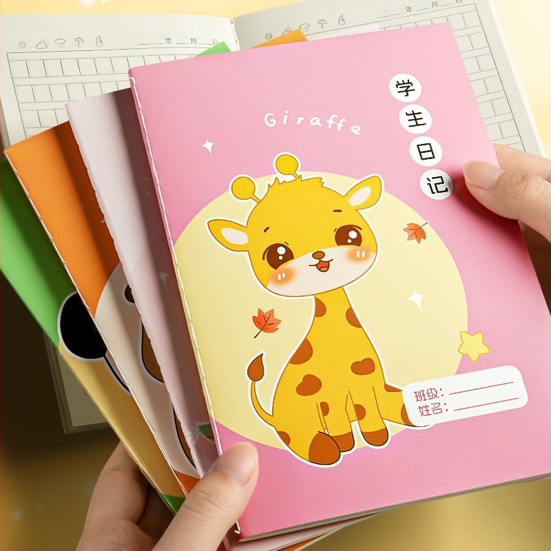 A5 caiet pentru elevi din învățământul primar, cu Pinyin, desene animate, pagini pătrate groase