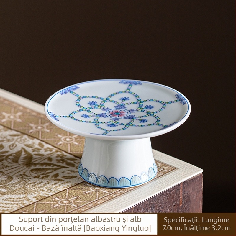 Suport ceramic pentru capacul ceainicului, cu bază înaltă și model de lotus împletit, pentru uz casnic, set Gongfu de ceai și accesorii pentru ceremonia ceaiului