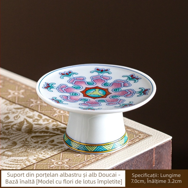 Suport ceramic pentru capacul ceainicului, cu bază înaltă și model de lotus împletit, pentru uz casnic, set Gongfu de ceai și accesorii pentru ceremonia ceaiului