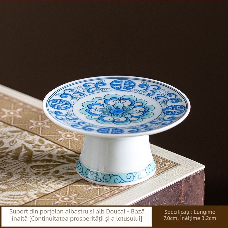 Suport ceramic pentru capacul ceainicului, cu bază înaltă și model de lotus împletit, pentru uz casnic, set Gongfu de ceai și accesorii pentru ceremonia ceaiului