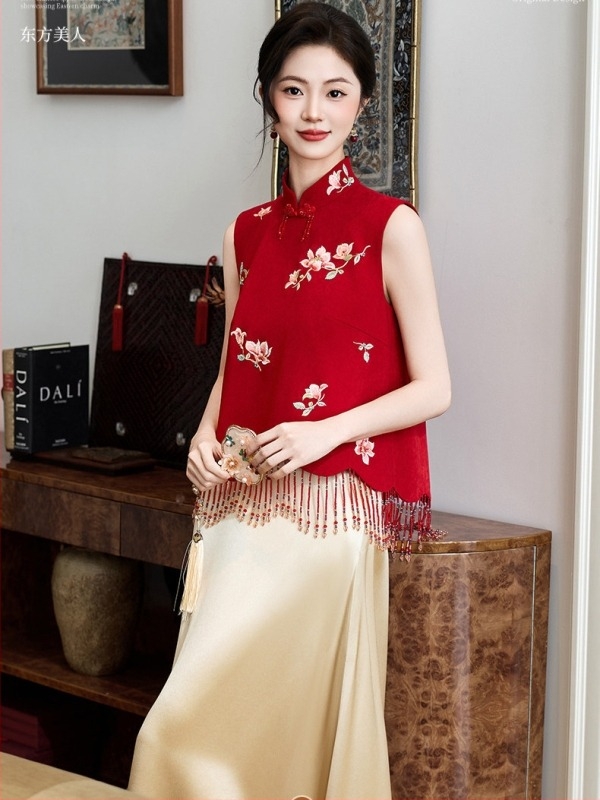 Rochie de logodnă în stil chinezesc, rochie pentru toastul mirilor, halat de dimineață, set elegant de rochii pentru zi