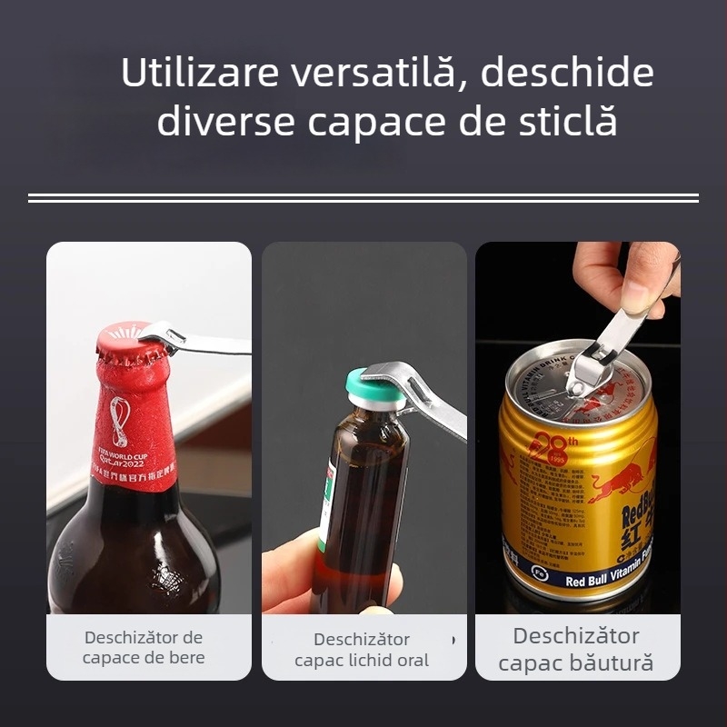 Deschizător multifuncțional de capace, portabil, pentru sticle de bere și medicamente