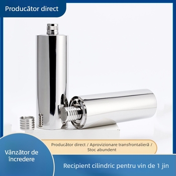 Flask din oțel inoxidabil, cilindric pentru băuturi, 18 oz, finisaj lucios și satinat, gravare cu laser posibil