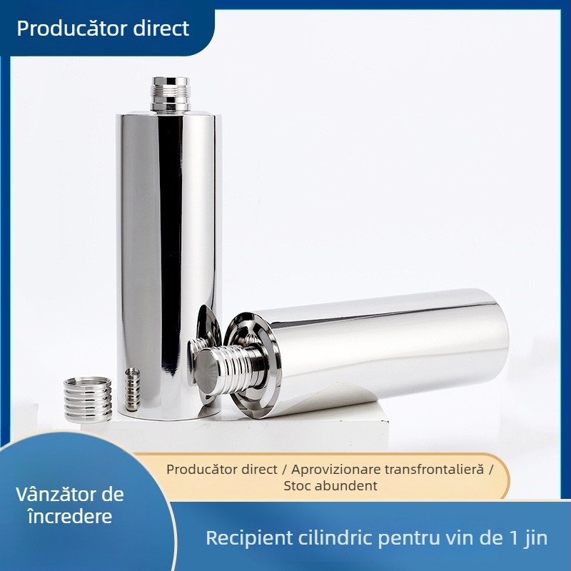 Flask din oțel inoxidabil, cilindric pentru băuturi, 18 oz, finisaj lucios și satinat, gravare cu laser posibil