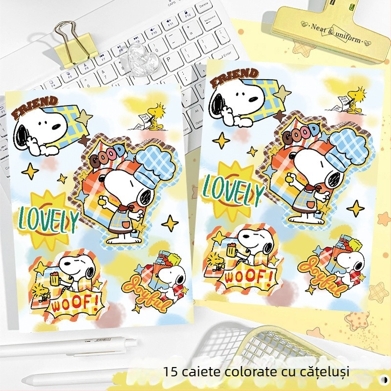 Caiet A5 Flat-Lay cu imprimă color Nubie Dog, jurnal drăguț de desene animate