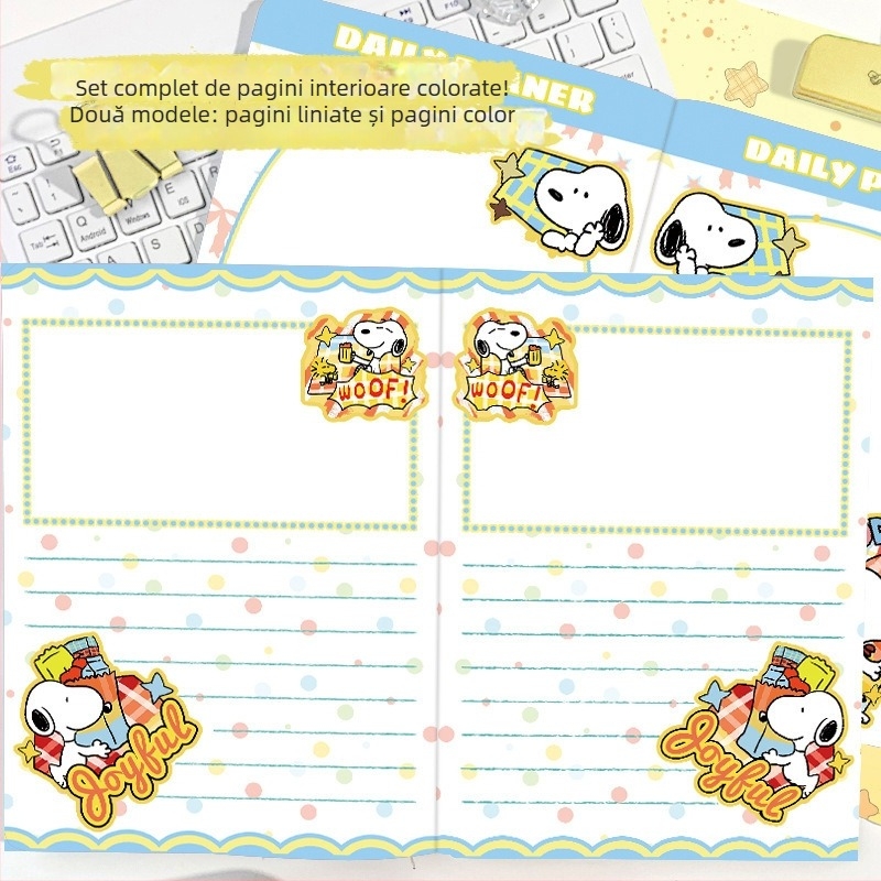 Caiet A5 Flat-Lay cu imprimă color Nubie Dog, jurnal drăguț de desene animate