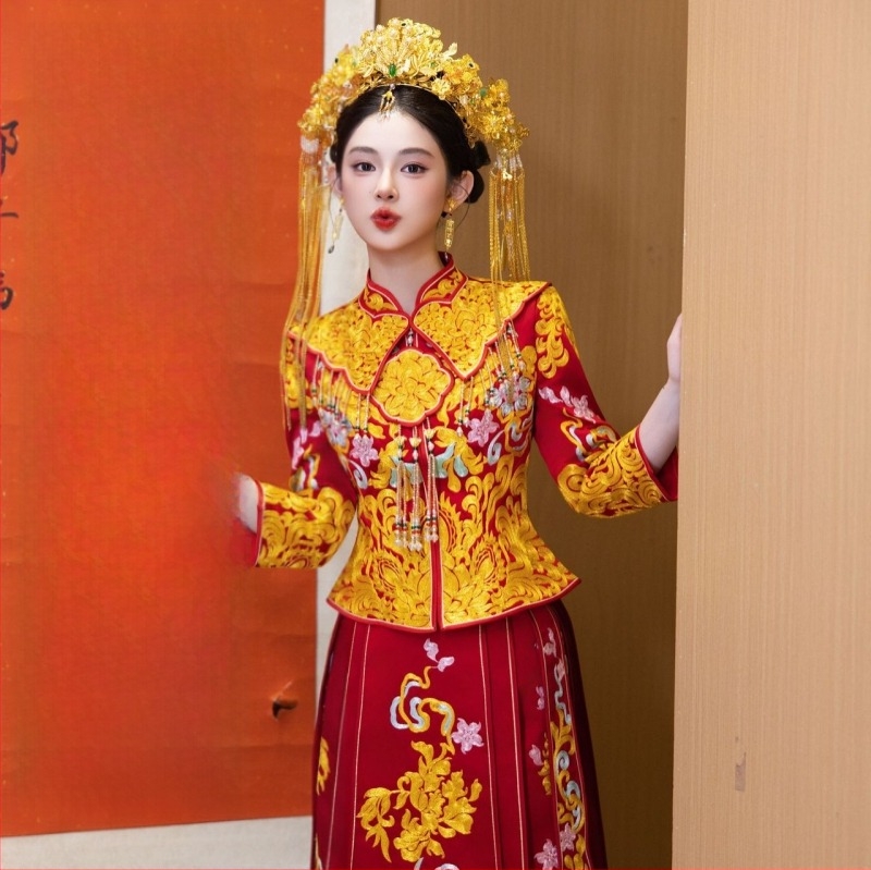 Rochie de mireasă Dragon și Phoenix, stil nou 2026, rochie de nuntă cu inspirație chineză, siluetă subțire