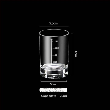 Pahar gradat pentru baijiu, capacitate 100 ml, pahar din sticlă pentru băuturi