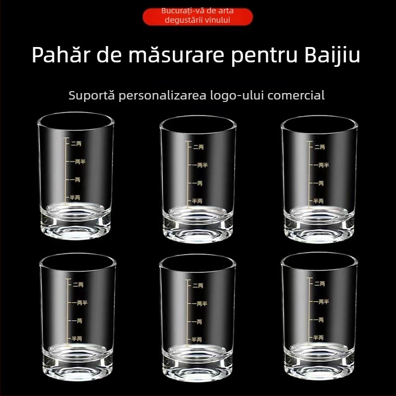 Pahar gradat pentru baijiu, capacitate 100 ml, pahar din sticlă pentru băuturi