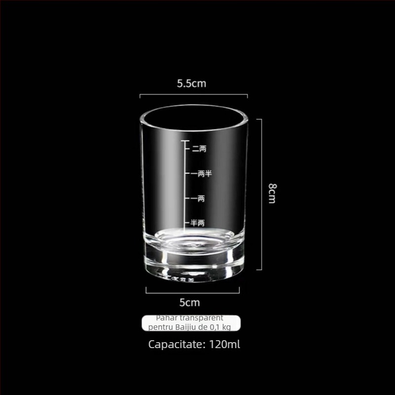 Pahar gradat pentru baijiu, capacitate 100 ml, pahar din sticlă pentru băuturi