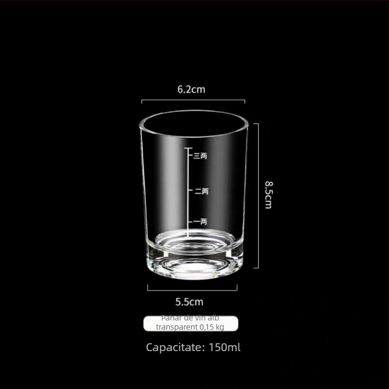 Pahar gradat pentru baijiu, capacitate 100 ml, pahar din sticlă pentru băuturi