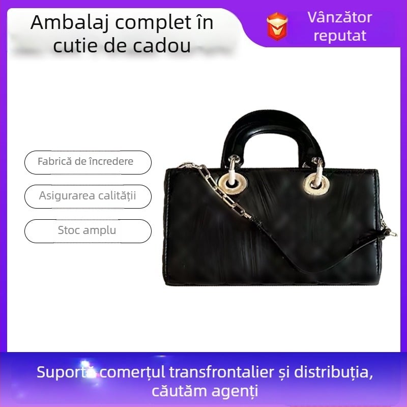 Geantă din piele pentru femei, 2026, versiune orizontală, model romb, geantă de umăr crossbody, elegantă și versatilă