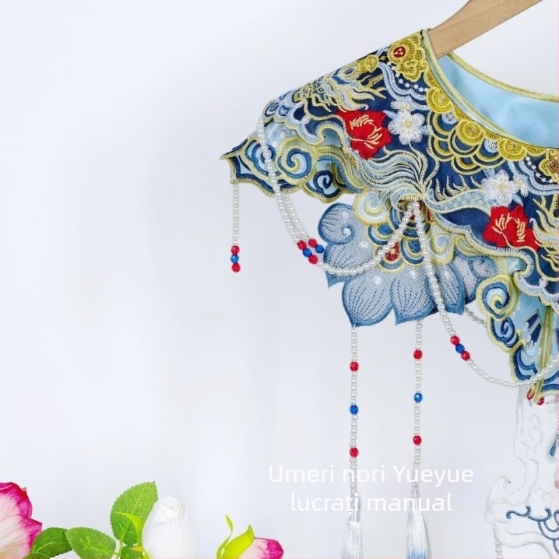 Hanfu academic pentru absolvire, dragon brodat în dublu strat, detalii la umeri cu aspect de nor, unisex, adulți, stil antic