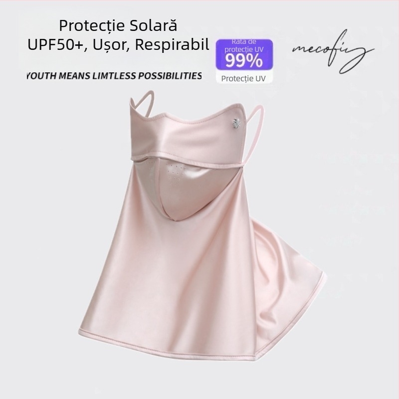 Mască de față 3D cu protecție a gâtului și UV, din ice silk, pentru condus și ciclism