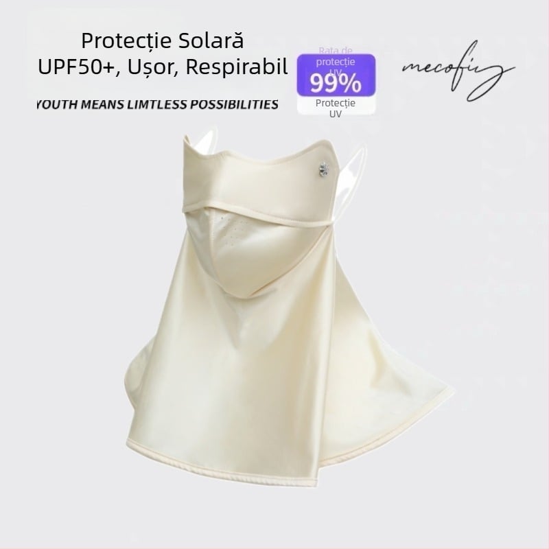 Mască de față 3D cu protecție a gâtului și UV, din ice silk, pentru condus și ciclism