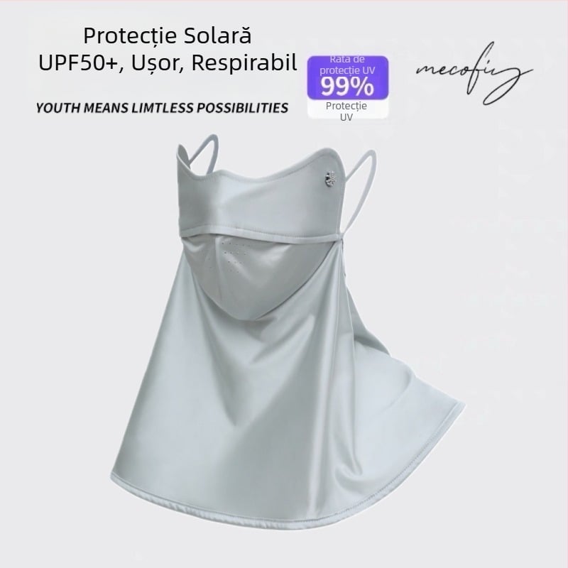 Mască de față 3D cu protecție a gâtului și UV, din ice silk, pentru condus și ciclism