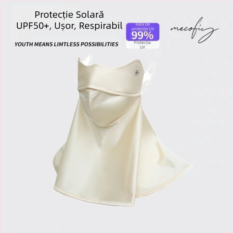 Mască de față 3D cu protecție a gâtului și UV, din ice silk, pentru condus și ciclism