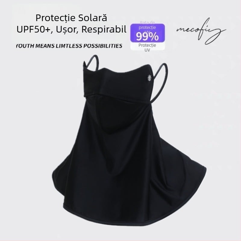 Mască de față 3D cu protecție a gâtului și UV, din ice silk, pentru condus și ciclism