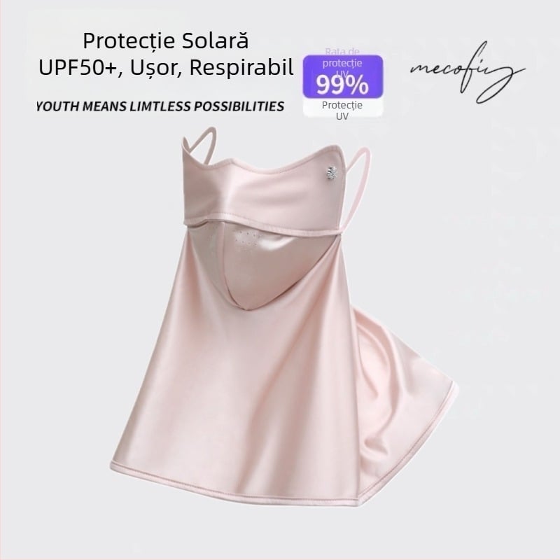 Mască de față 3D cu protecție a gâtului și UV, din ice silk, pentru condus și ciclism