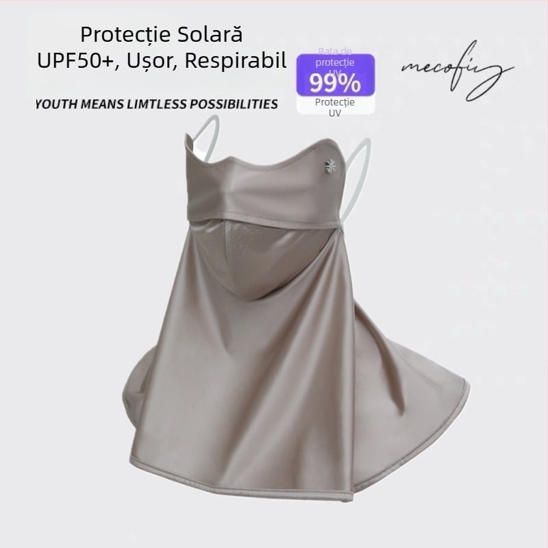 Mască de față 3D cu protecție a gâtului și UV, din ice silk, pentru condus și ciclism