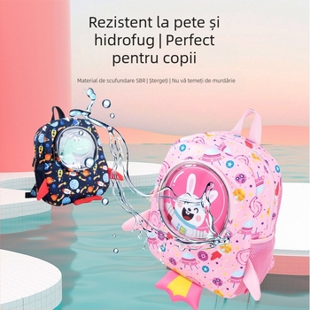 Rucsac pentru copii cu rachetă desen animat, anti-pierdere, pentru 3–6 ani