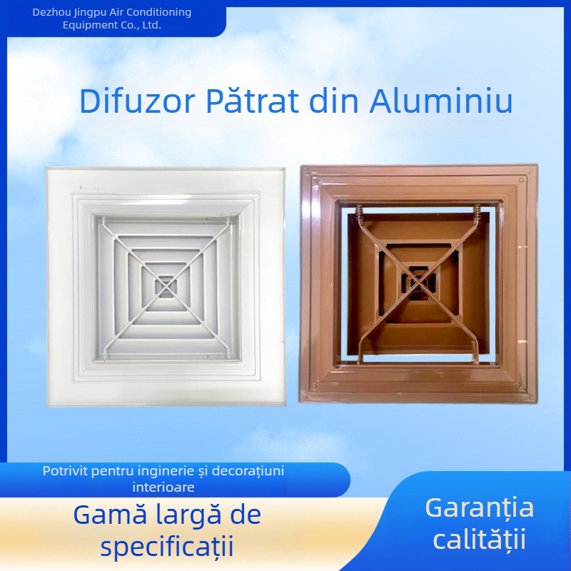 Difuzor pătrat din aliaj de aluminiu pentru climatizare centrală, cu lamele pe patru fețe