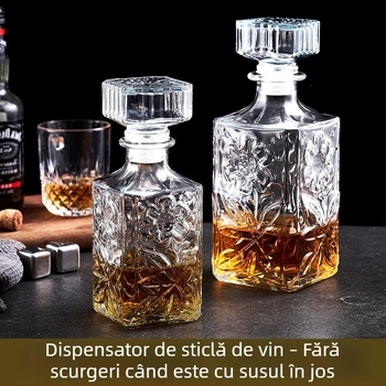 Decantator din sticlă de cristal cu capac pentru vin și whisky