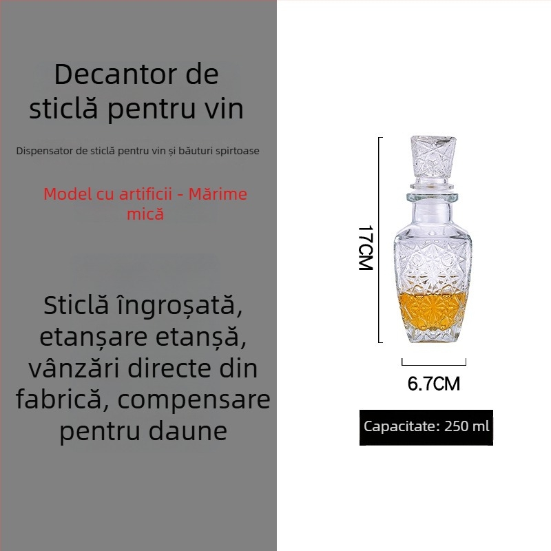 Decantator din sticlă de cristal cu capac pentru vin și whisky