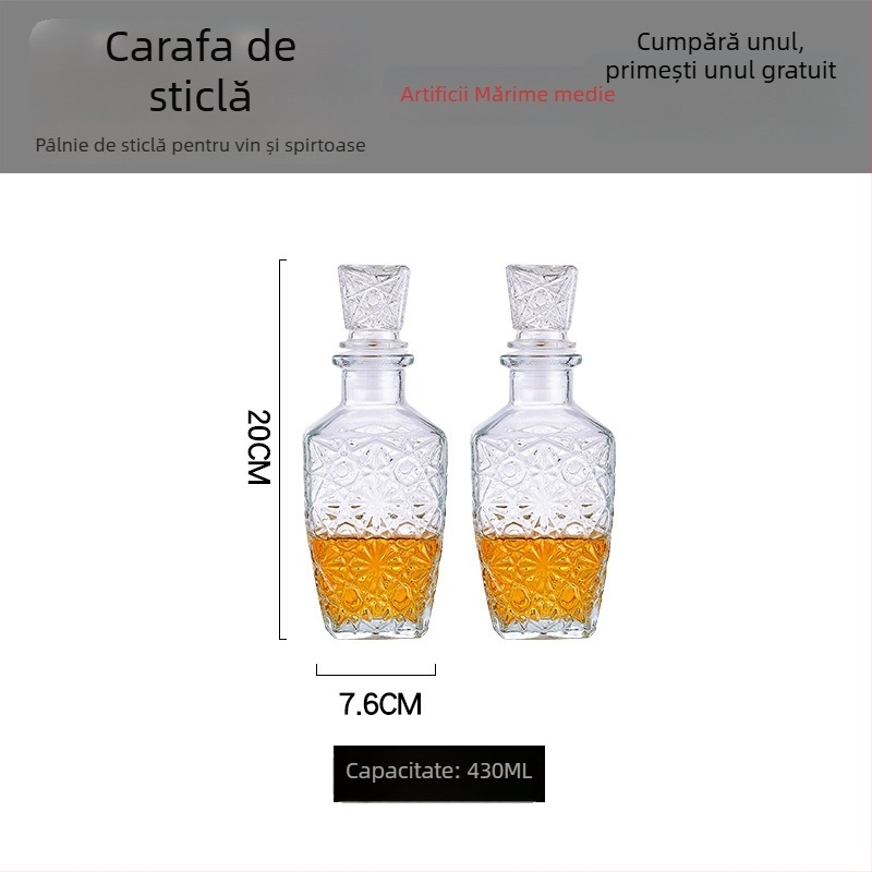 Decantator din sticlă de cristal cu capac pentru vin și whisky