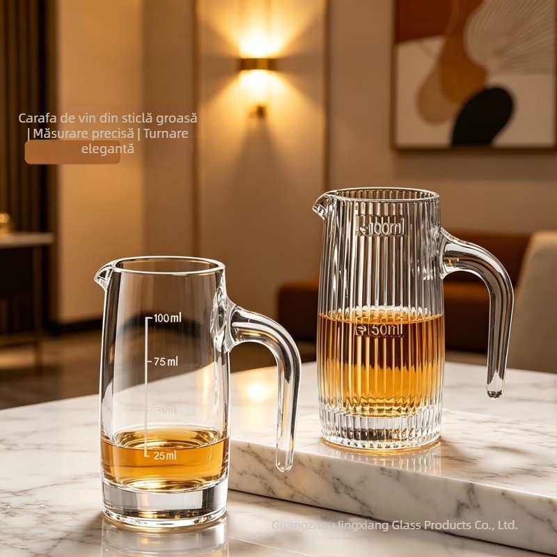 Decantor din sticlă pentru băuturi, 100 ml, compact pentru uz casnic, cu marcaje de măsurare, stil nordic